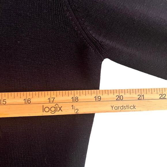 Talbots Merino Wool Open Cardigan Sweater Womens Small Petite Navy Grey Nautical - Picture 10 of 12